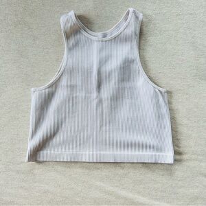 One Step Ahead Ribbed White Tank Top